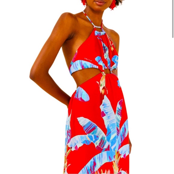 FARM Rio Sweet Jungle Cutout Linen-Blend Midi Dress - Picture 2 of 8